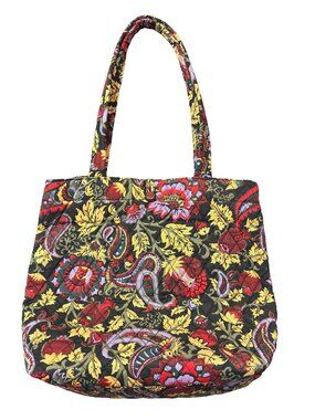 Vera Bradley Paisley Floral Quilted Tote Bag Cotton Shoulder Handbag